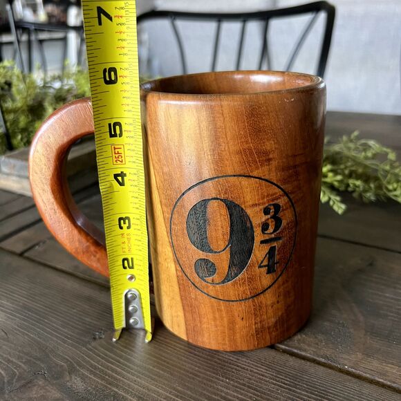 Harry Potter Wooden Butter Beer Stein Mug Hogwarts Cup 9 3/4 Leaky Cauldron Rare - Picture 6 of 9